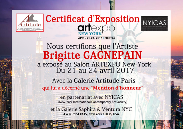 Certificat d'exposition New York 2017